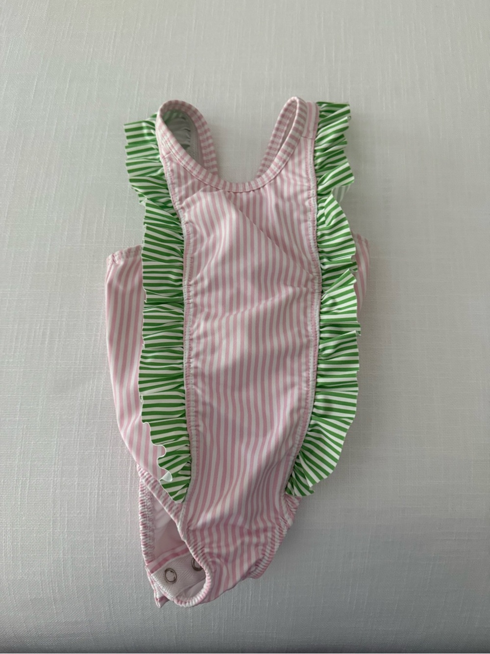 Little English Pink and Green Ruffle One-Piece Swimsuit